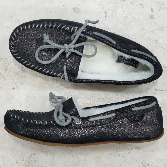 Sperry Top Siders women´s size 6 black sparkly glitter...